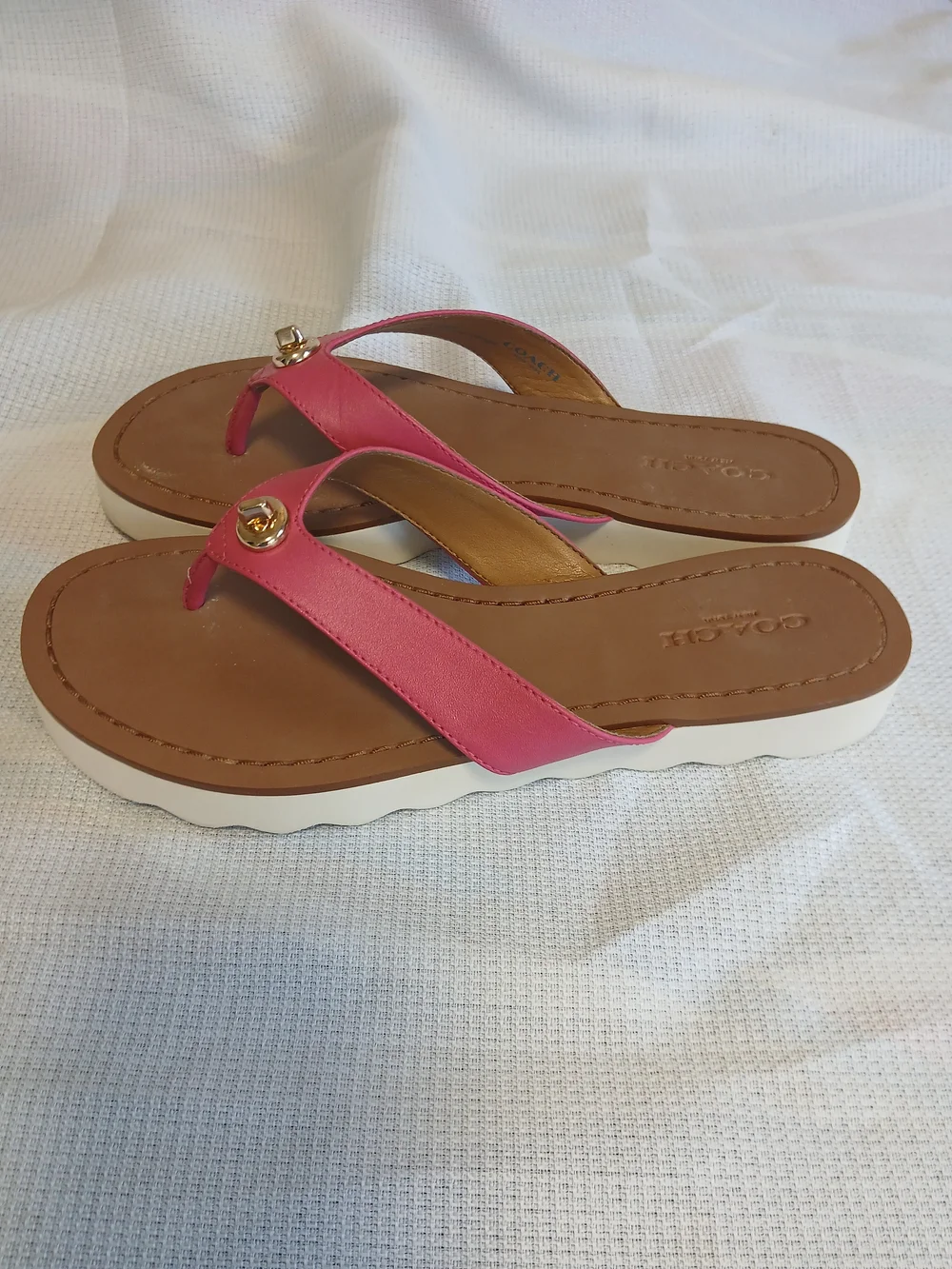 COACH Pink Leather Thong Sandals for Women